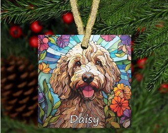 Labradoodle Glass Ornament, Personalized Labradoodle Ornament, Labradoodle Christmas Ornament, Labradoodle Personalized Ornament