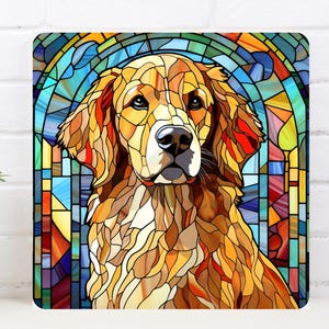 Golden Retriever Wall Art, Golden Retriever Sign, Golden Retriever Home Decor, Retriever Gift, Golden Retriever Art, Faux Stained-Glass Art