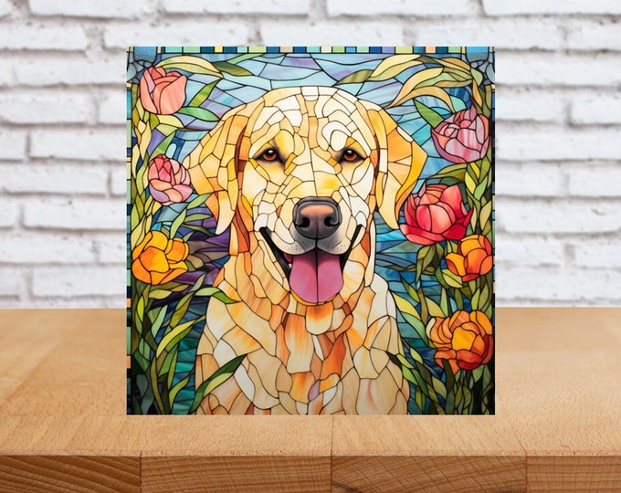 Lab Wall Art, Yellow Lab Wood Sign, Lab Art, Lab Home Decor, Labrador Gift, White Labrador Gift, Faux Stained-Glass Lab Art