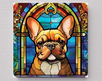 French Bulldog Wall Art, Frenchie Sign, French Bulldog Home Decor, French Bulldog Gift, French Bulldog Art, Faux Stained-Glass Art
