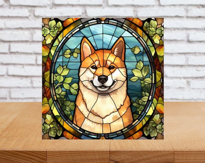 Shiba Inu Wall Art, Shiba Inu Wood Sign, Shiba Inu Home Decor, Shiba Inu Gift, Shiba Inu Art, Faux Stained-Glass Dog Art