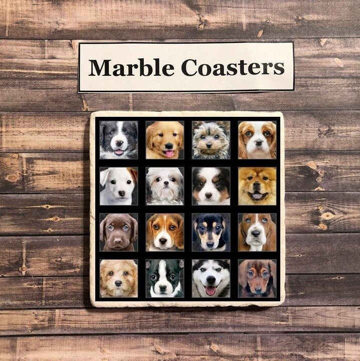 Dog Coasters Dog Gift Marble Coasters Stone Coasters Set Etsy