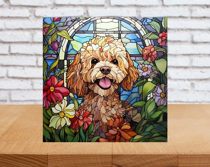 Cavapoo Wall Art, Cavapoo Decorative Art, Cavapoo Sign, Cavapoo Decor, Cavapoo Gift, Cavapoo Owner Gift, Faux Stained-Glass Art