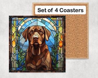 Chocolate Lab Coasters, Chocolate Labrador Coaster Set, Chocolate Lab Coaster Gift, Chocolate Lab Owner Gift