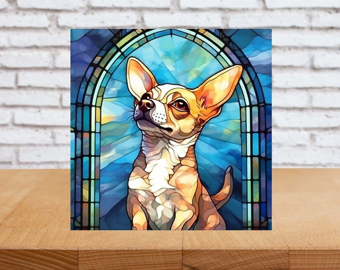 Chihuahua Wall Art, Chihuahua Decorative Art, Chihuahua Sign, Chihuahua Home Decor, Chihuahua Gift, Faux Stained-Glass Chihuahua Art