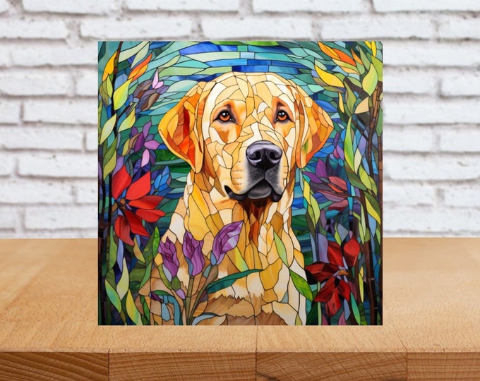 Lab Wall Art, Yellow Lab Wood Sign, Lab Art, Lab Home Decor, Labrador Gift, White Labrador Gift, Faux Stained-Glass Lab Art