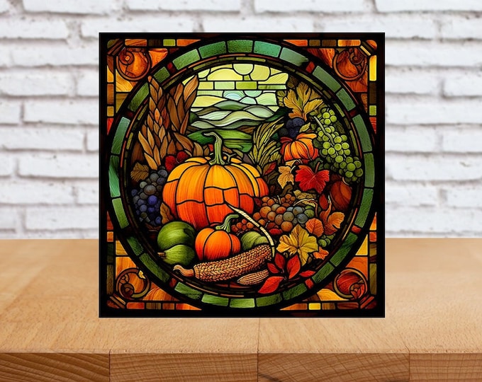 Thanksgiving Wall Art, Thanksgiving Decorative Art, Thanksgiving Sign, Thanksgiving Home Decor, Thanksgiving Gift, Faux Stained-Glass Art