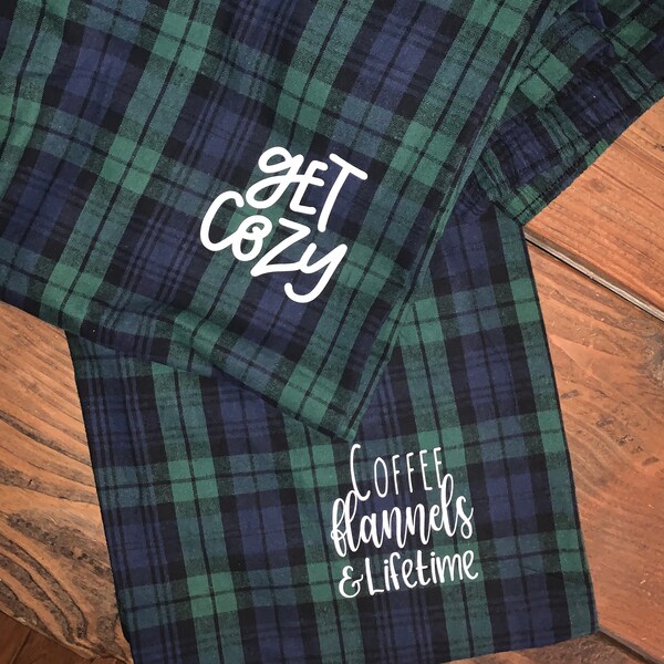 Plaid Flannel Pajamas,Tartan Pants/shorts,Christmas flannel PJ's,Blackwatch pjs,Gifts for her,Gifts for him,Cozy pants,lifetime & coffee