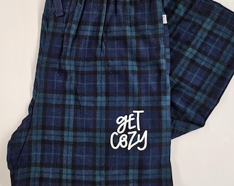Christmas flannel pants, Blackwatch Pants, Blackwatch flannel short, Custom lounge pants, Get Cozy flannel pants, gifts for her and him