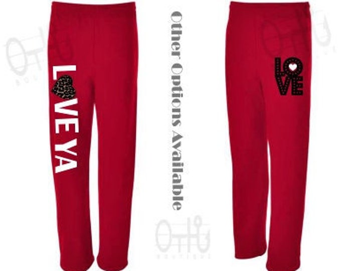 Valentine Sweatpants/BeMine sweats/Valentine cozy pants/Funny Valentine/Love Sweats/Leopard Heart/Valentines Day apparel/Customize your own