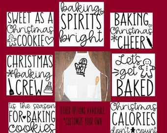 Christmas Aprons/Custom kitchen Apron/Cookie baking Apron/Christmas Baking Crew Apron/Funny Xmas Apron/gifts for her/Let's Get Baked Apron
