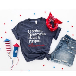 Stars and Stripes Tee, 4th of July shirt, Independence Day shirt, Fireworks shirt, USA t-shirt, Red White and Blue, America shirt