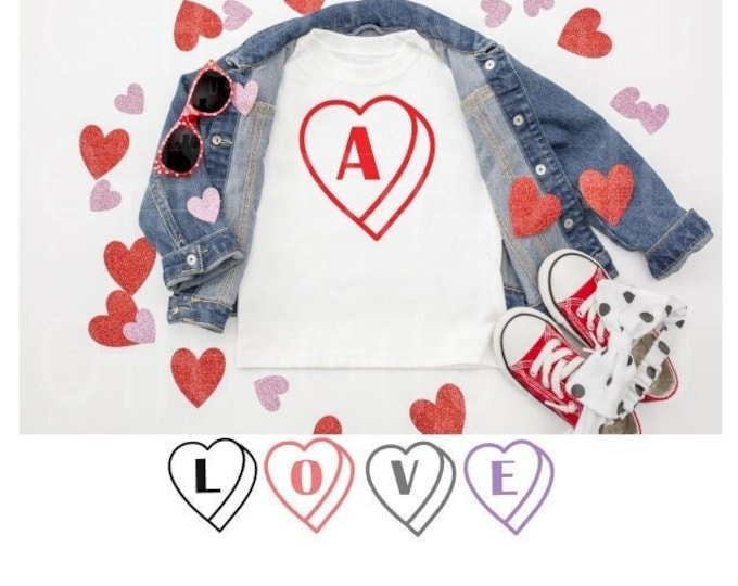 Candy Heart Initial Shirt/Valentine Shirt personalized/Heart kids Shirt/Valentine Gift idea/Create my own candy heart tee/Custom Heart tee