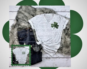 St Patricks Day Shirt,Lucky Shirt,Distressed clover tee,Lucky Charm vneck,Irish tee,Holiday St Patrick, Distressed Shamrock tee,Paddys day