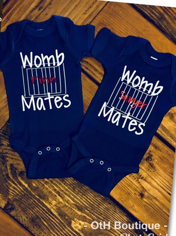 Womb Mates onesie, twin boy matching outfits, personalized twin onesies, baby boy twins, twinning outfit, funny twin outfits, twin bodysuits