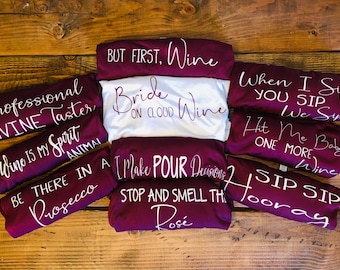 Wine bachelorette party shirts,Off the shoulder, Wine Party shirts, Bachelorette Party shirts, customized party tshirts, bridesmaids gift