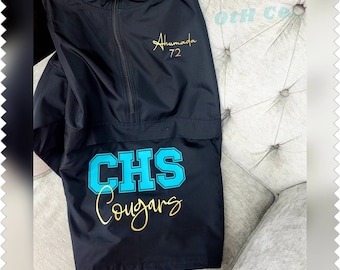 Hooded Wind Breaker/Cheer National gift/School Mascot jacket/Monogram jacket/Waterproof jacket/Custom logo jacket/Packable lightweight/gift