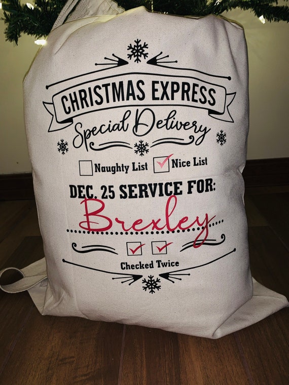 Christmas bag,Santa sack,Canvas bag for gifts,Santa sack with drawstrings, Christmas special delivery gift sack, Personalized gift bag