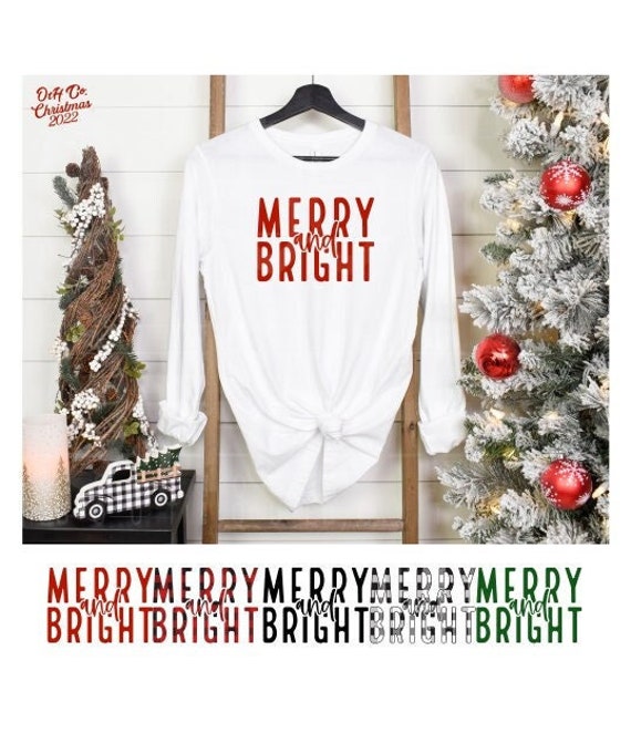 Merry and Bright Christmas Shirt, Merry & Bright tshirt, Christmas Shirt, Holiday Shirt, buffalo plaid Christmas Shirt, Festive Christmas