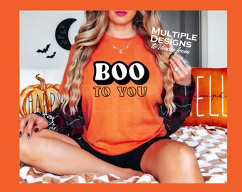 This girl loves halloween tshirt/skeleton shirt/Boo tshirt/Boo to You/Spooky orange shirt/Hocus Pocus/Halloween party tee/Halloween shirt