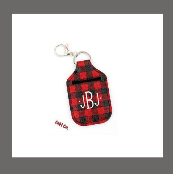 Buffalo Plaid Hand Sanitizer Key Chain Holder/Monogram hand sanitizer holder/Gifts for Her/Holiday Gift Ideas/Christmas gifts