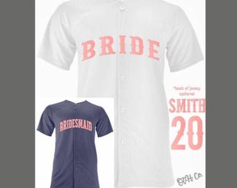 Personalized Baseball Jersey/Bridal Customized Jersey/Bridal Party Jersey/Wedding jersey/Getting ready wedding jersey/Bride Jersey