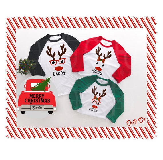 Rudolph the Red Nose Reindeer/Family Christmas matching shirts/Matching Family Christmas Shirts/Raglan Family Shirt/Family Reindeer Shirts