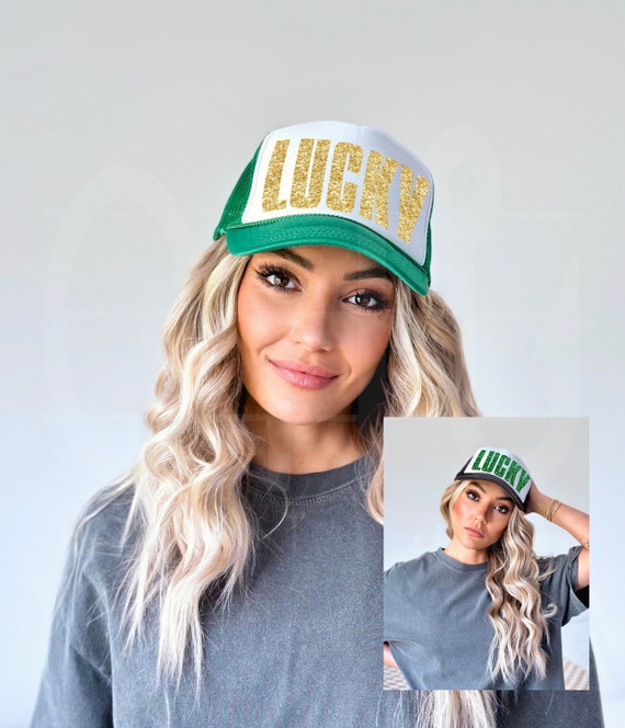 Lucky Glitter trucker hat/St Paddy's Day trucker hat/trucker hat/Glitter trucker hat/Lucky hat/Green Day Hat/Irish Drinking Trucker Hat