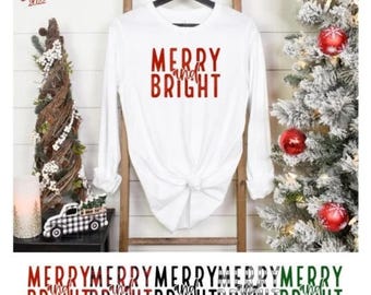 Merry and Bright Christmas Shirt, Merry & Bright tshirt, Christmas Shirt, Holiday Shirt, buffalo plaid Christmas Shirt, Festive Christmas
