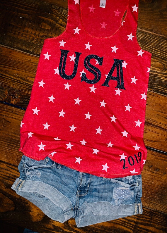 July 4th Tank Stars and Strips Ladies July 4th Tank USA - Etsy Australia