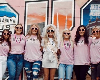 Bachelorette Party Shirts/Babe Shirt/Bride and Babe/Brides Babe/Bride Squad Wedding/Bridal Shower/Bridal Party/Bridemaids Gifts/Bride to Be