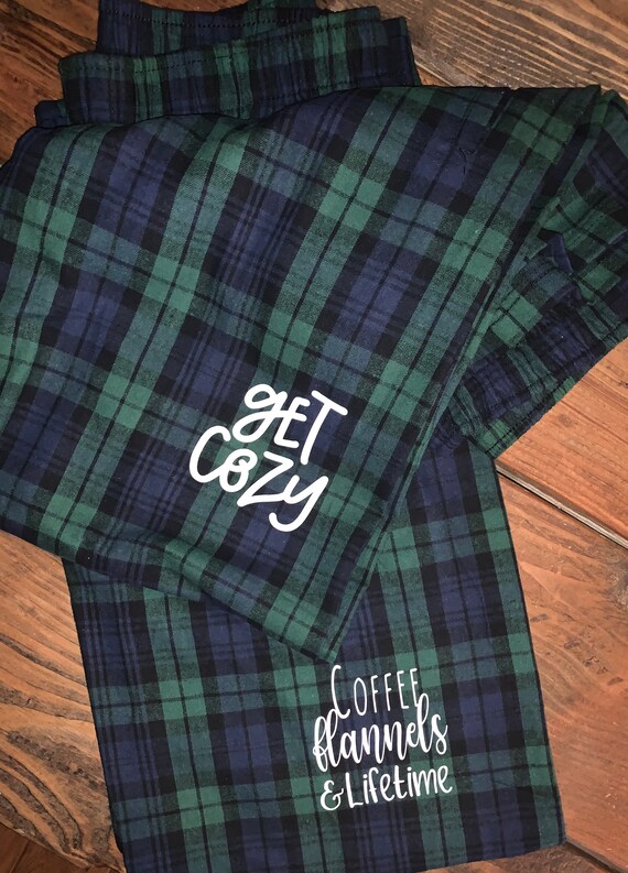 Plaid Flannel Pajamas,Tartan Pants/shorts,Christmas flannel PJ's,Blackwatch pjs,Gifts for her,Gifts for him,Cozy pants,lifetime & coffee