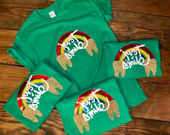 St Patricks Day Shirt/Dental Staff Shirt/Tooth tee/Dental humor/ St Patricks/Leprechaun shirt /Irish tee/Dental Office tees/Just Smile shirt