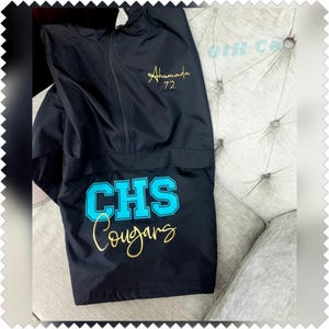 Chaqueta cortavientos con capucha/Regalo nacional de animadoras/Chaqueta de mascota escolar/Chaqueta con monograma/Chaqueta impermeable/Chaqueta con logotipo personalizado/Compactable/Regalos de equipo