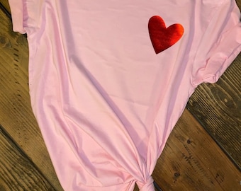 Heart tshirt/pink and red vday shirt/Womens Valentine shirt/gifts for her/Vday gift ideas/Love shirt/Happy Valentines Day shirt/XOXO tee
