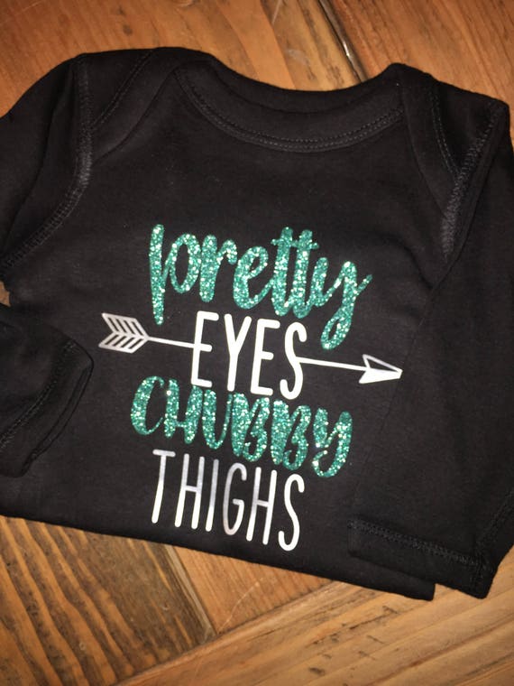 Pretty Eyes Chubby Thighs baby bodysuit/onesie, custom onesies, customized pretty eyes onesies, customized bodysuits, baby gift ideas