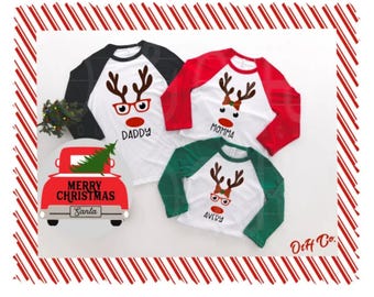 Rudolph the Red Nose Reindeer/Family Christmas matching shirts/Matching Family Christmas Shirts/Raglan Family Shirt/Family Reindeer Shirts