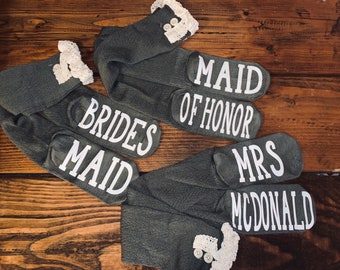 Knee High ruffle socks, gifts for her, stocking stuffers, customized gifts, bridal party gift ideas, sweet 16 gifts, bridesmaid proposal