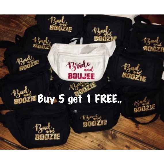 bridal party fanny packs,bride and boujee fanny pack,bachelorette party,bridesmaid gift,bride to be,bad and boozie,flower dude fanny pack