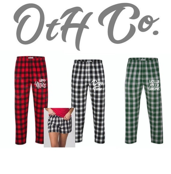 Christmas Flannel Pants, Buffalo Plaid flannel pant, Custom lounge pants, Cozy flannel plaid pants, Christmas gifts her/him, Chrismas PJs