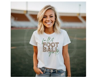 Fall & Football Y'all/Fall Football Tee/Leopard Football T-shirt/Fall and Football shirt/Friday Night Lights tee/Football sweatshirt/Leopard