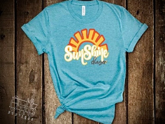 Sunshine Chaser women's tee/Vintage sunshine t-shirt/Ladies Sunshine tee/Aqua sunshine tee/Summertime tee/Sun Chaser shirt/gifts for her