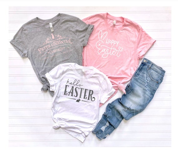 Happy Easter tee,Bunny tee,Hello Easter Shirt,Hoppy hoppy Tshirt,Womens Easter shirt,Peter Cottontail shirt,Easter Rabbit Tee,Bunny tee