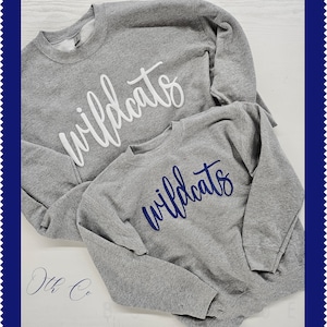Puff School Mascot Sweatshirt, Team Gifts, Embossed Team #on sleeve, Cheer Nats gift, Favorite Player/BF Sweatshirt, Monochromatic puff