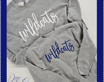 Puff School Mascot Sweatshirt, Team Gifts, Embossed Team #on sleeve, Cheer Nats gift, Favorite Player/BF Sweatshirt, Monochromatic puff
