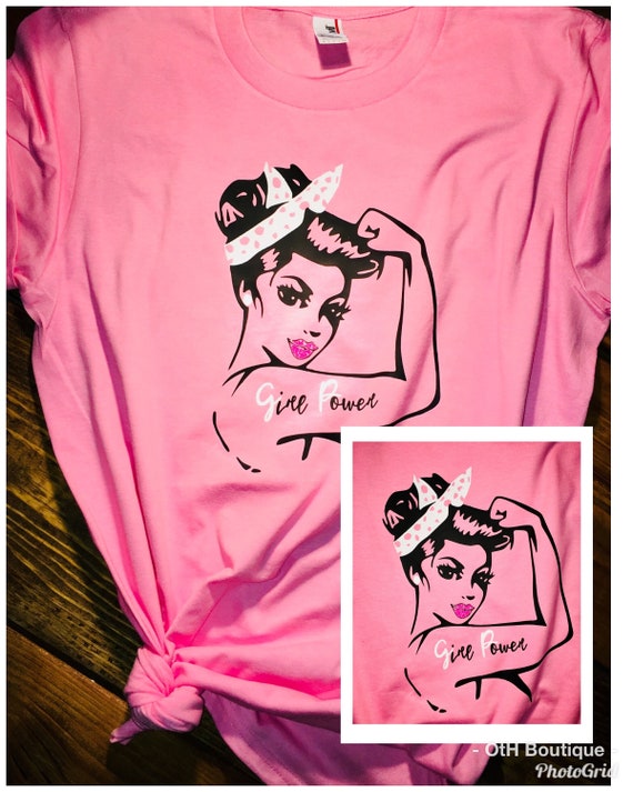 Rosie the Riveter tshirt, strong women shirt, cancer awareness shirt, Cancer survivor shirt, pink strong tee, Strong girl shirt,gift for her