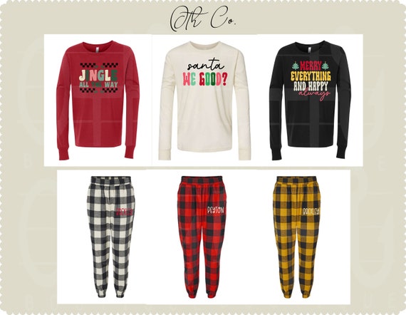 Christmas flannel jogger pajama sets, Buffalo plaid pajamas,Christmas Eve pj sets,Matching family Christmas jogger pjs, Christmas gift idea