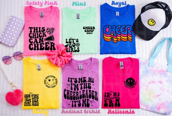 Cheer Camp tees,Retro cheer tees,I'm in my cheerleader era,This chick can cheer tshirt,Summer cheer shirts,Cheer spiritwear,cheer team gift