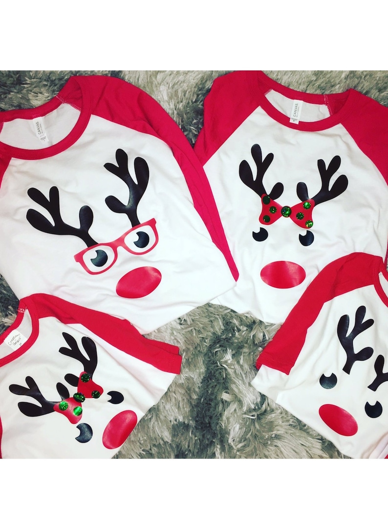 Rudolph the Red Nose ReindeerFamily Christmas matching shirtsMatching Family Christmas ShirtsRaglan Family ShirtFamily Reindeer Shirts