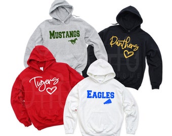 Favorite Team Hoodie,Team mascot hoodie,School team tee/hoodie,Back to school love hoodie,School logo sweatshirt,Gifts for her,Gift for him